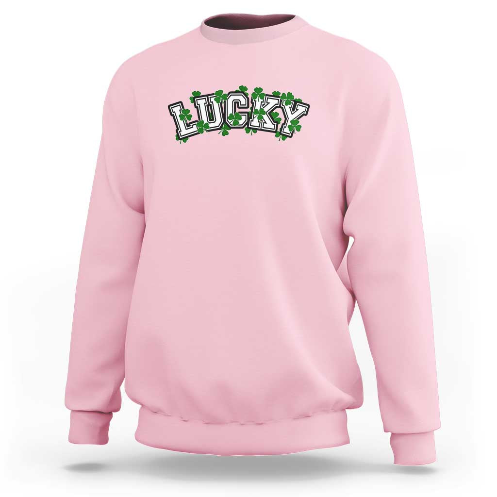 St Patricks Day Lucky Shamrock Sweatshirt Vintage Minimalist