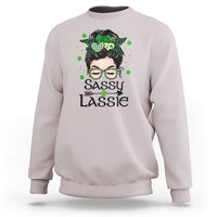 Lucky Sassy Lassie Messy Bun Sweatshirt Funny St Patricks Day