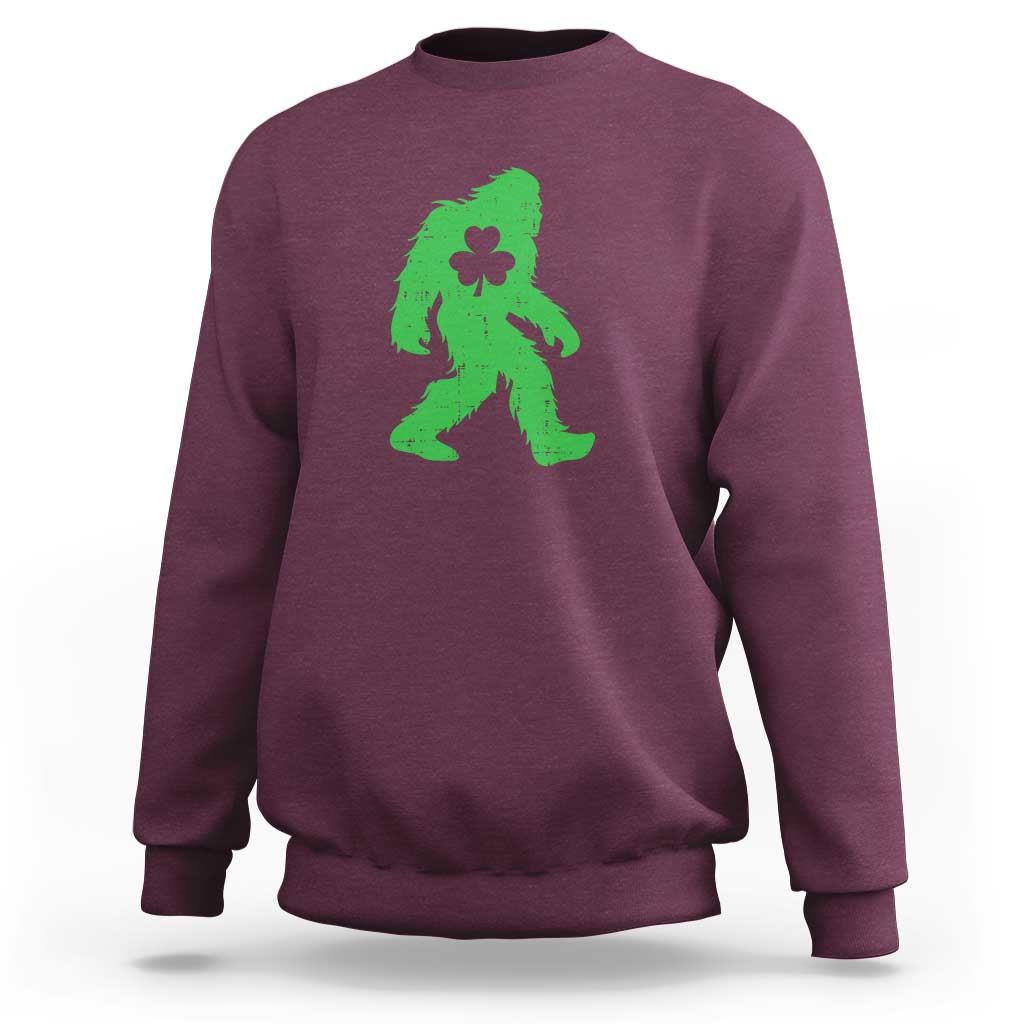 St Patricks Day Bigfoot Sweatshirt Sasquatch Lucky Shamrock