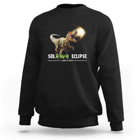 Black dinosaur eclipse sweatshirt with front graphic, crewneck long sleeves