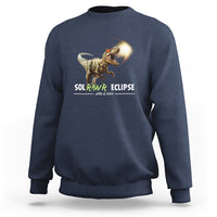Navy dinosaur eclipse sweatshirt with front graphic, crewneck long sleeves