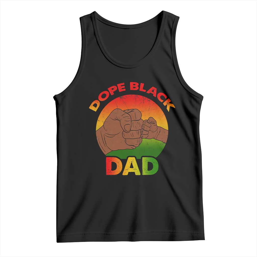 Dope Black Dad Tank Top Fist Bump Retro Vintage Father's Day Gift