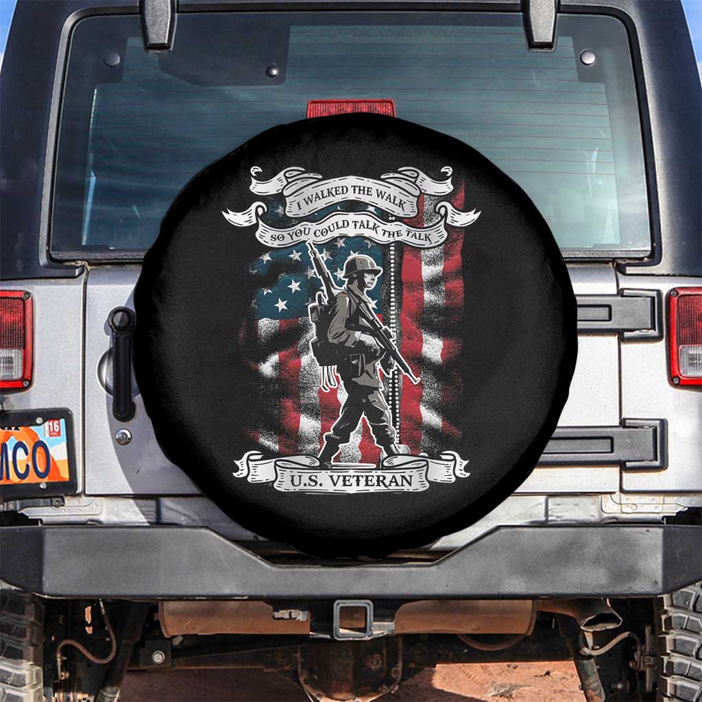 American Veteran Spare Tire Cover I Walked The Walked So You Could Talk The Talk American Flag