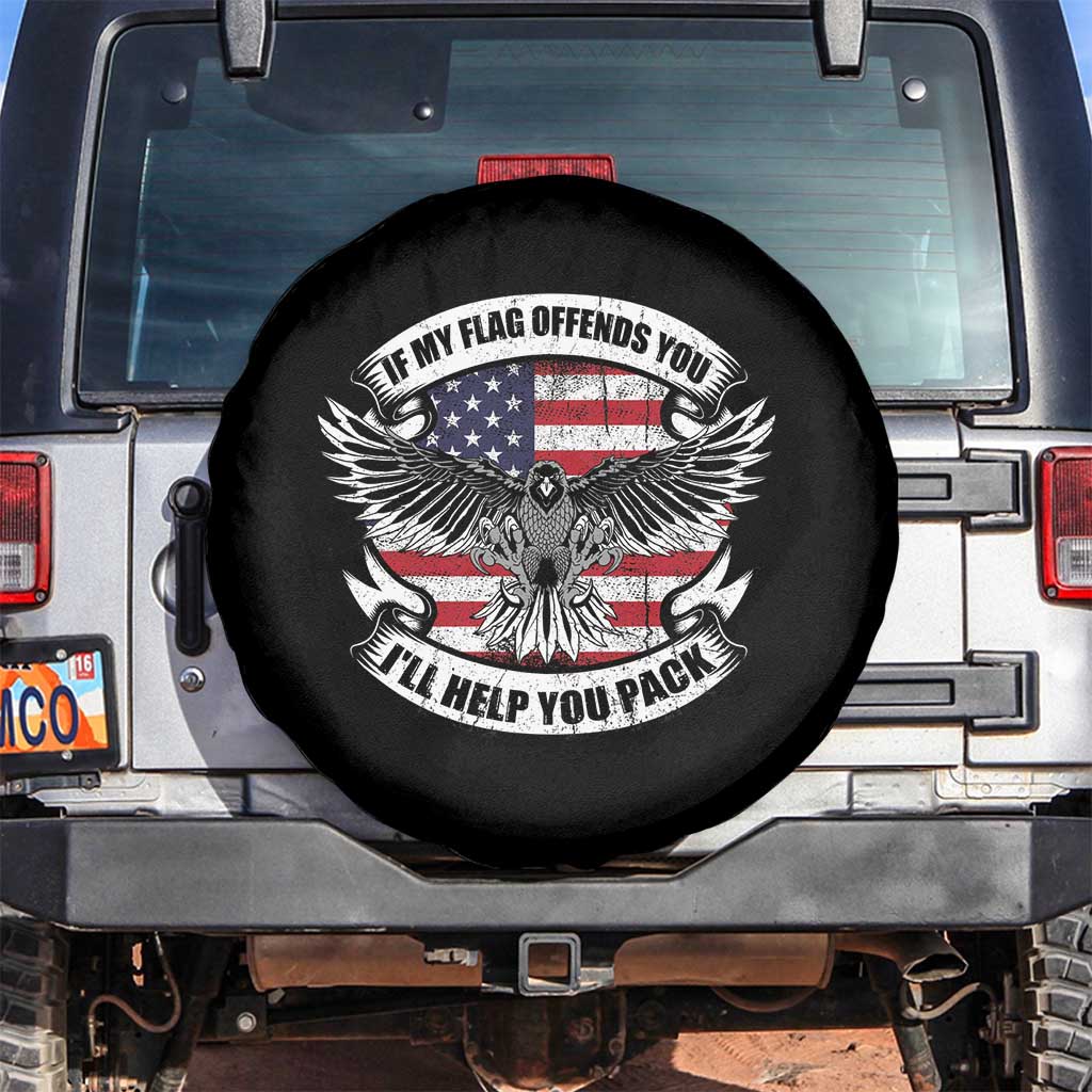 American Patriotic Spare Tire Cover If My Flag Offends You I'll Help You Pack American Flag Bald Eagle