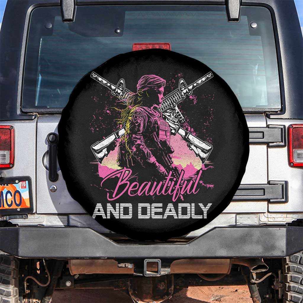 Female Veteran Spare Tire Cover Beautiful And Deadly Proud American Women Soldier