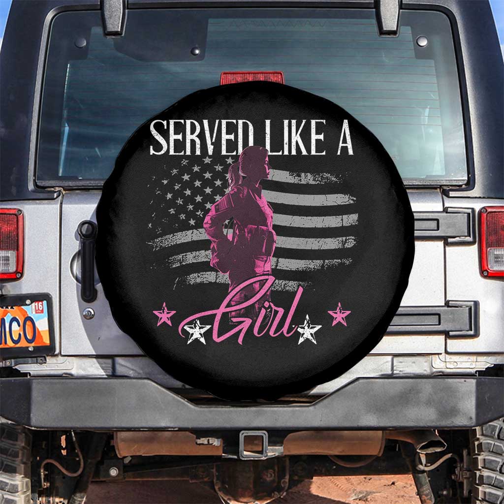 Female Veteran Spare Tire Cover Served Like A Girl American Flag US Pride