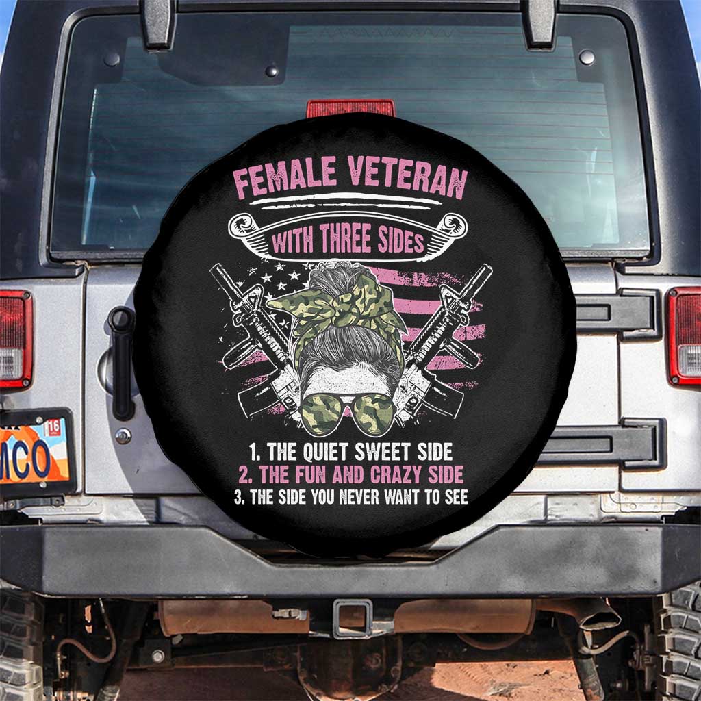 Female Veteran Spare Tire Cover With Three Sides But The Side You Never Want To See Army Messy Bun