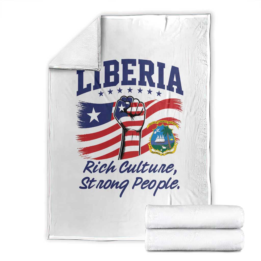 Liberia Rich Culture Strong People Patriotic Throw Blanket Liberian Flag Fist Coat Of Arms Heritage Pride