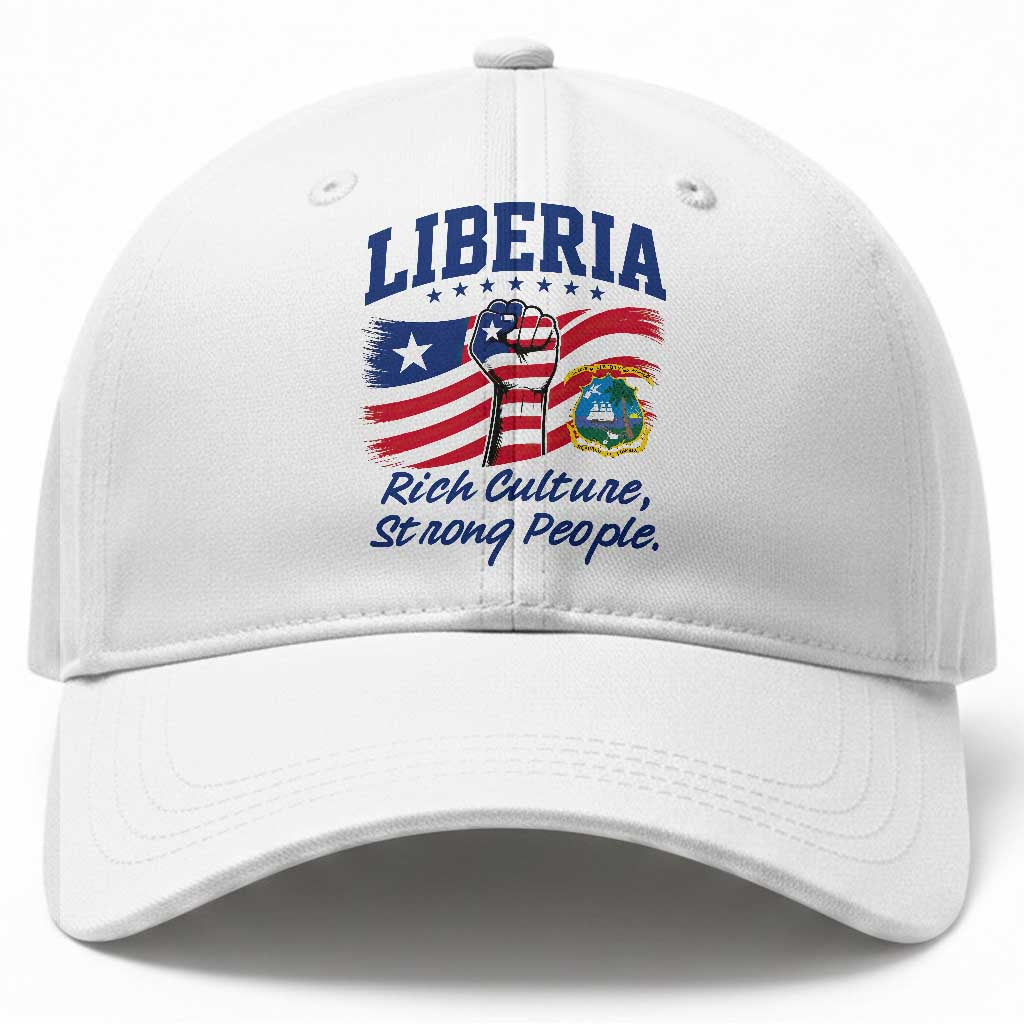 Liberia Rich Culture Strong People Patriotic Baseball Cap Liberian Flag Fist Coat Of Arms Heritage Pride