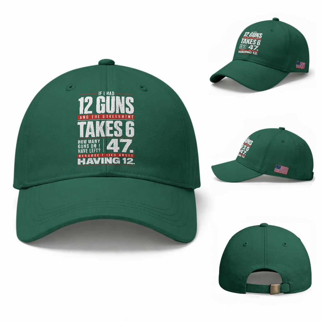 Funny 2A Math Word Problem Pro Gun Rights Baseball Cap 47 Guns Left Because I Lied About Having 12