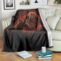 Scary Evil Clown Crawling Out Fiery Pit 3D Halloween Optical Illusion Throw Blanket