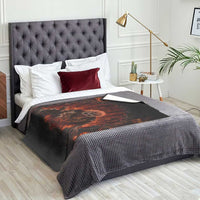 Scary Evil Clown Crawling Out Fiery Pit 3D Halloween Optical Illusion Throw Blanket