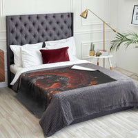 Creepy Werewolf Monster Crawling Out Fiery Pit 3D Halloween Optical Illusion Throw Blanket