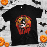 Black witch and potions retro graphic T-shirt with long-sleeve style? short sleeves