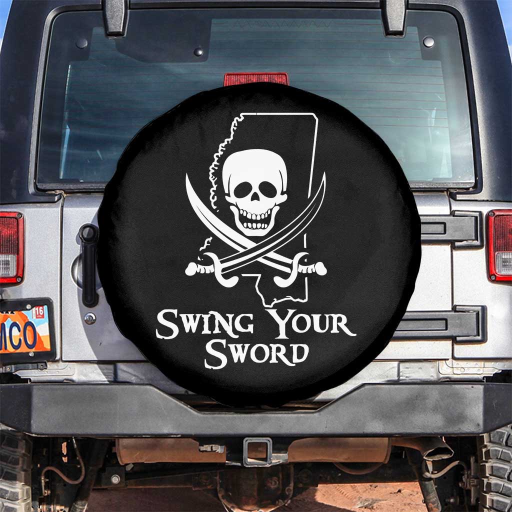 Pirate Skull Spare Tire Cover Swing Your Sword Motivational Quote