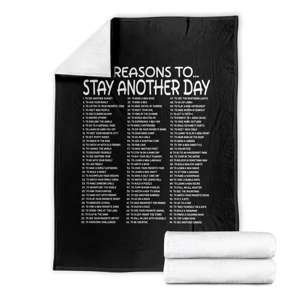 99 Reasons to Stay Another Day Mental Health Support Throw Blanket Suicide Prevention You Matter Inspiration Radiate Positivity