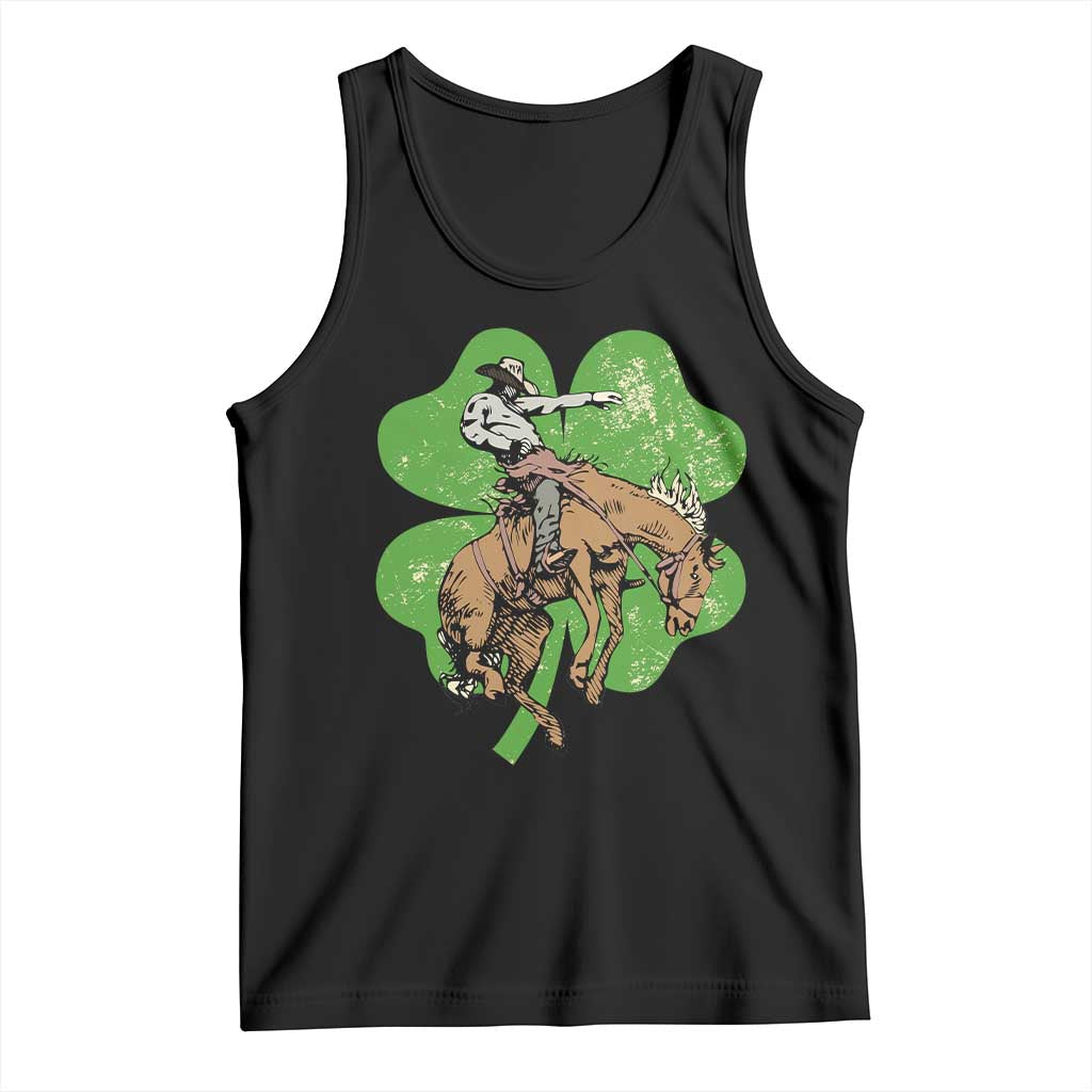 St Patrick's Day Lucky Cowboy Tank Top Retro Vintage Clover