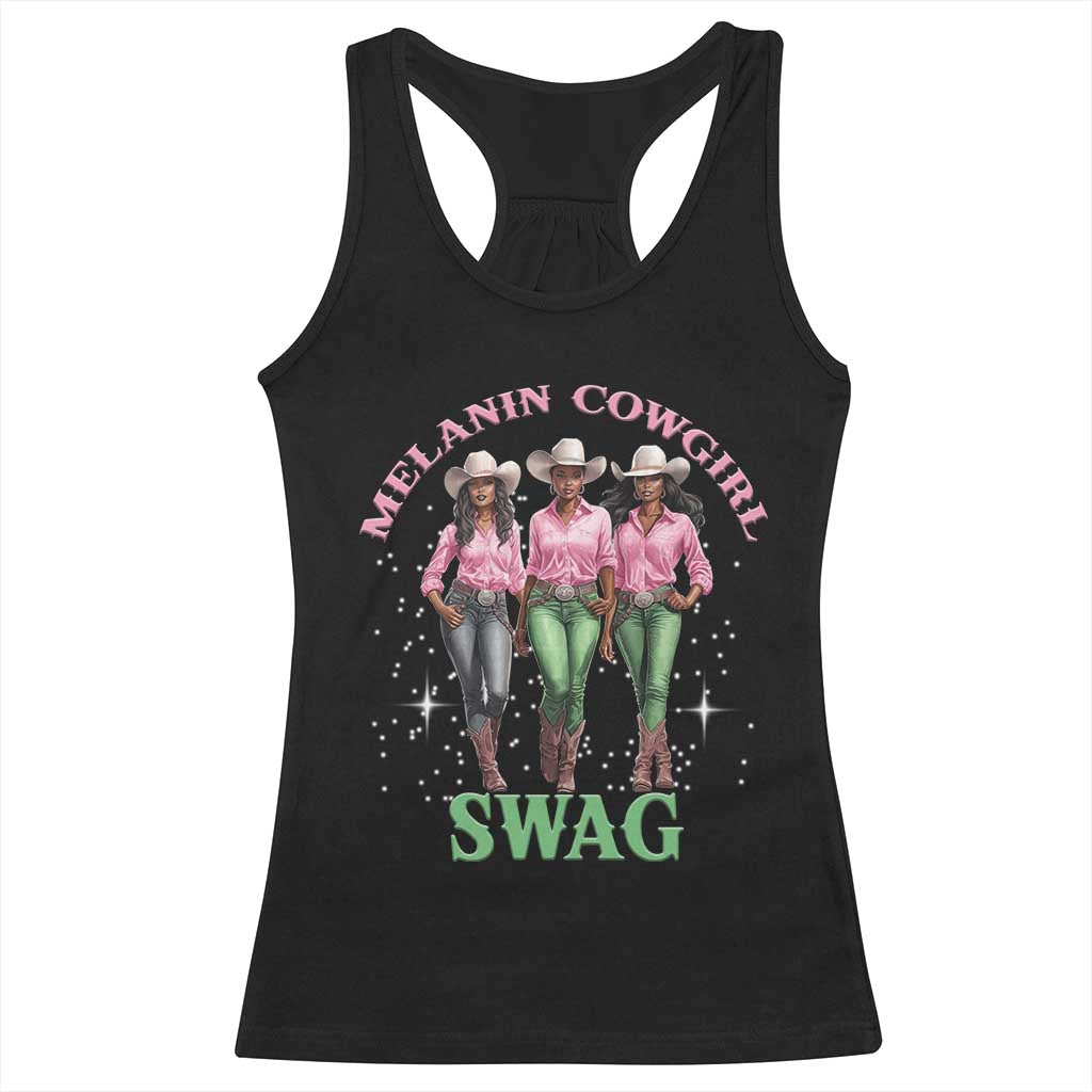 Melanin Cowgirl Swag Racerback Tank Top Pink Green African American Cowgirls Black History