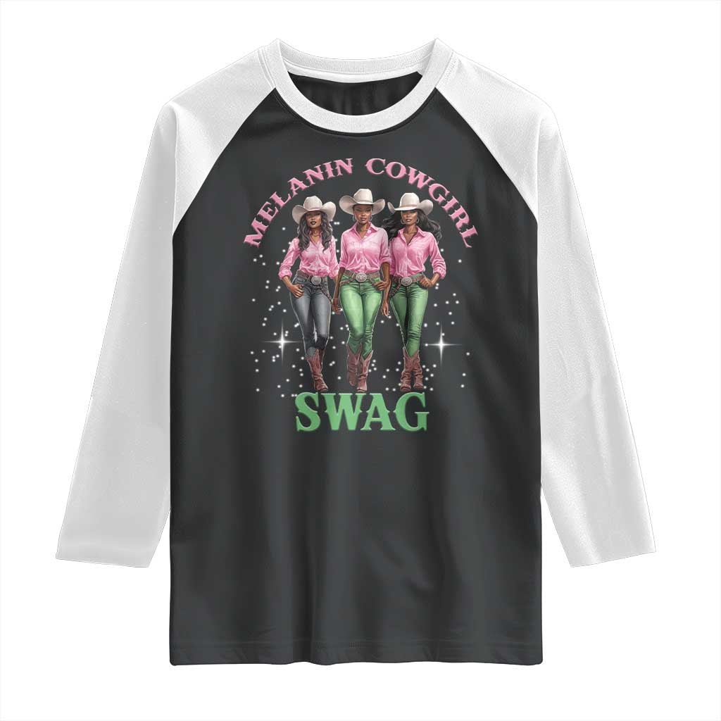 Melanin Cowgirl Swag Raglan Shirt Pink Green African American Cowgirls Black History