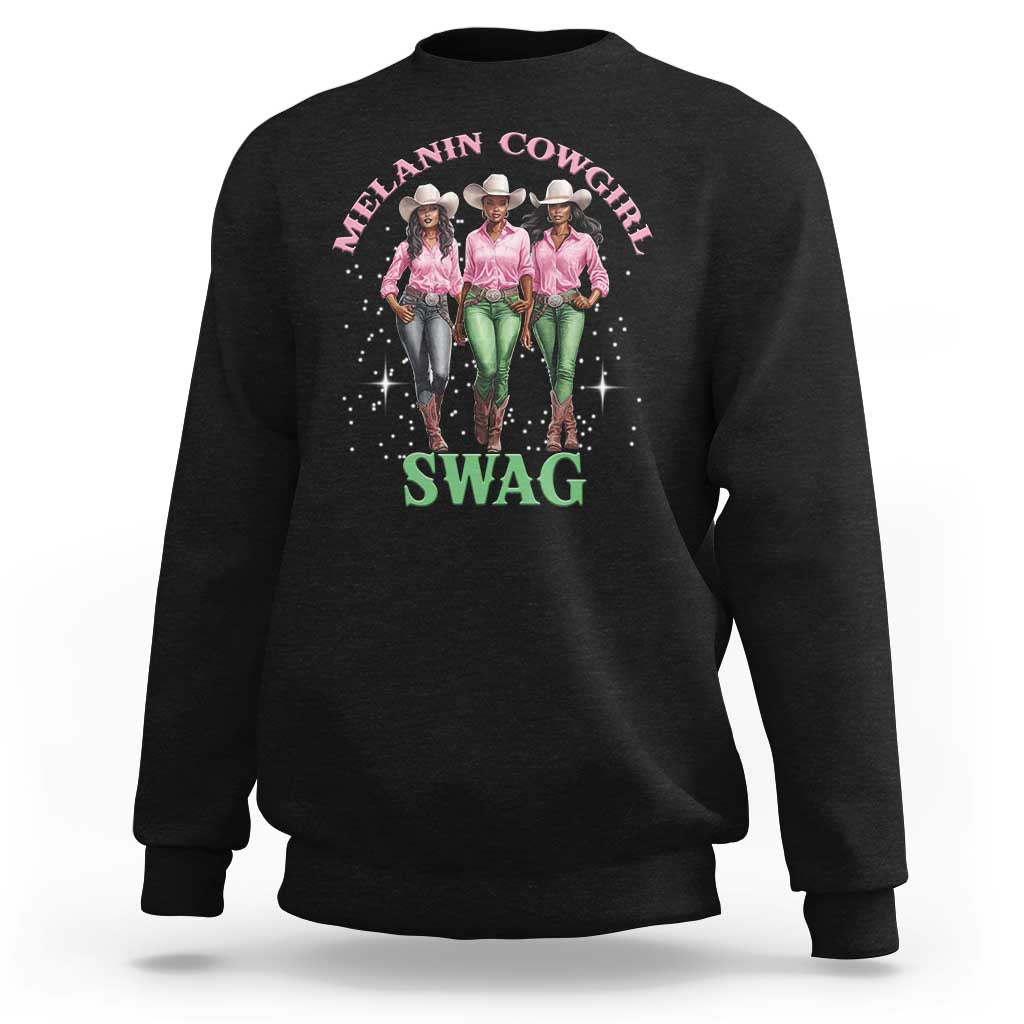 Melanin Cowgirl Swag Sweatshirt Pink Green African American Cowgirls Black History