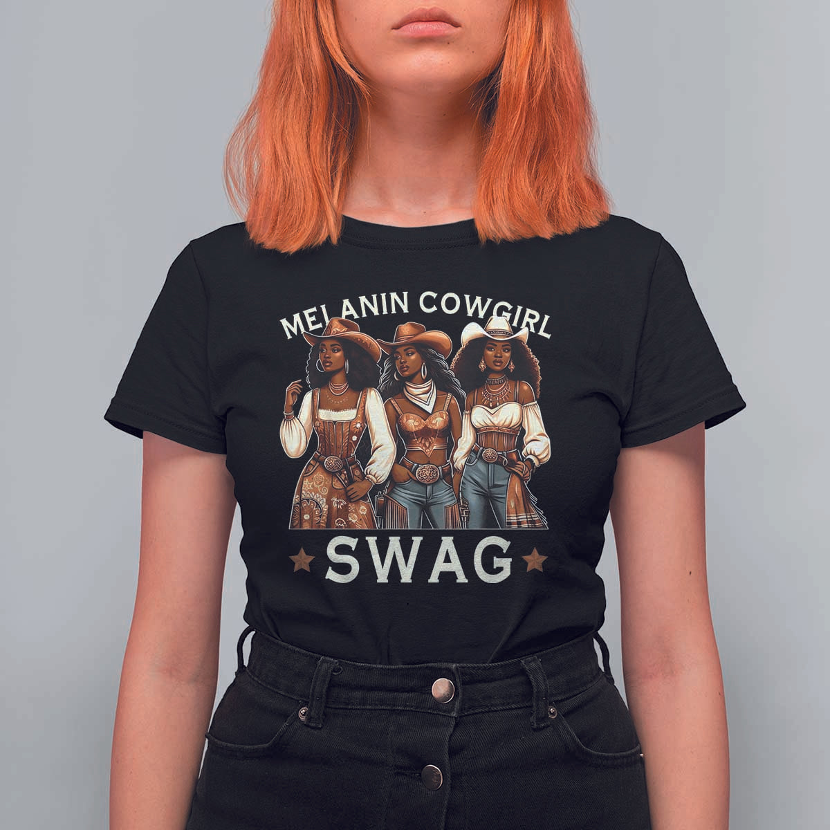 Melanin Cowgirl Swag T Shirt For Women Cool African American Cowgirls Black History