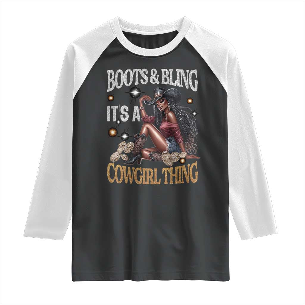 Melanin Cowgirl Raglan Shirt Boots & Bling It's A Cowgirl Thing Black History