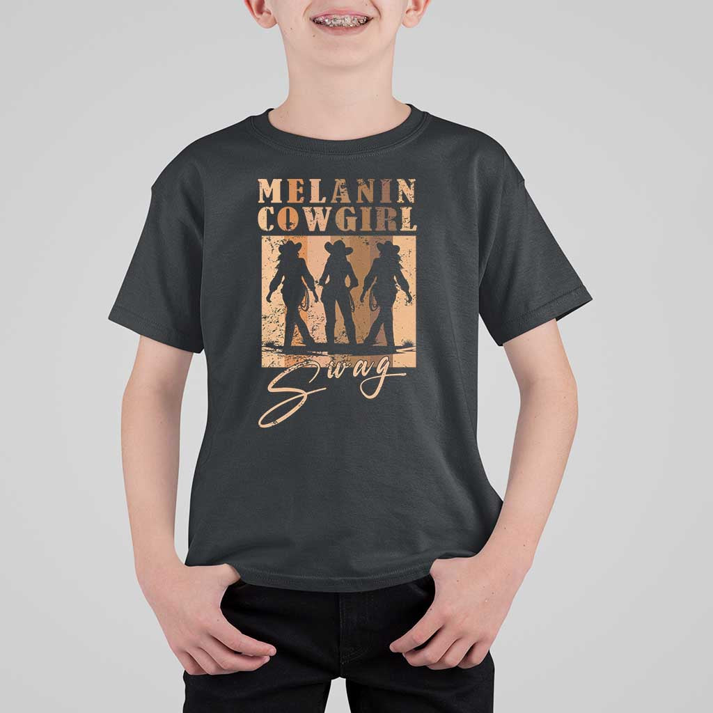 Melanin Cowgirl Swag T Shirt For Kid African American Cowgirls Black History Pride Retro