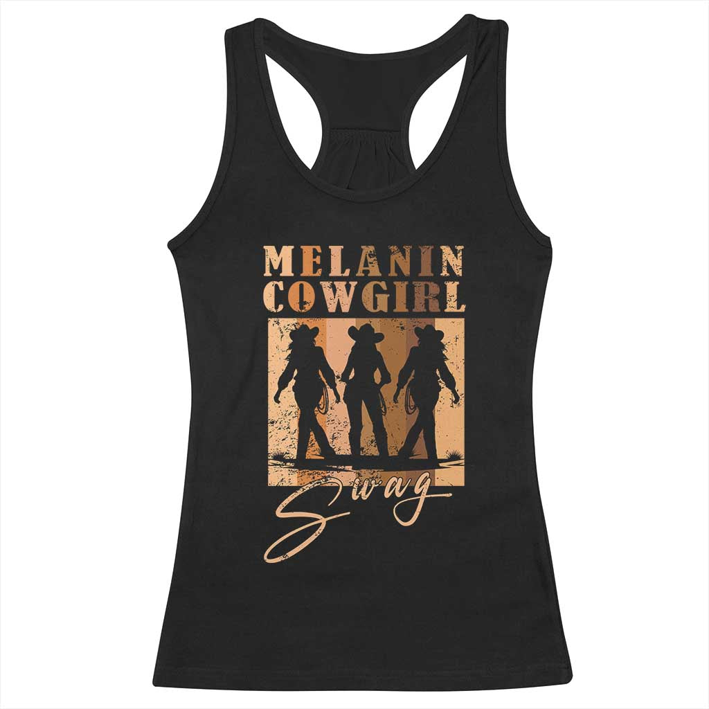 Melanin Cowgirl Swag Racerback Tank Top African American Cowgirls Black History Pride Retro