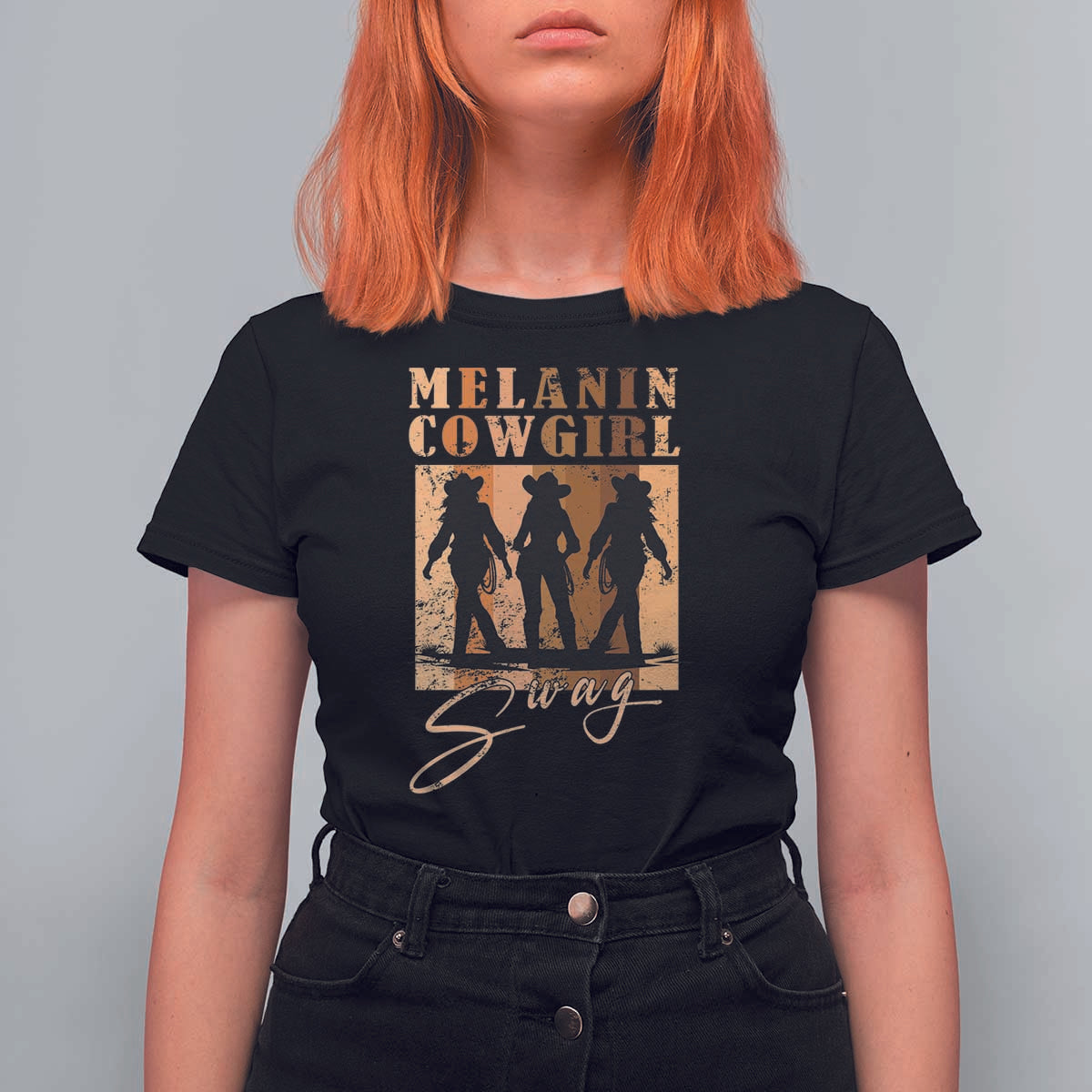 Melanin Cowgirl Swag T Shirt For Women African American Cowgirls Black History Pride Retro