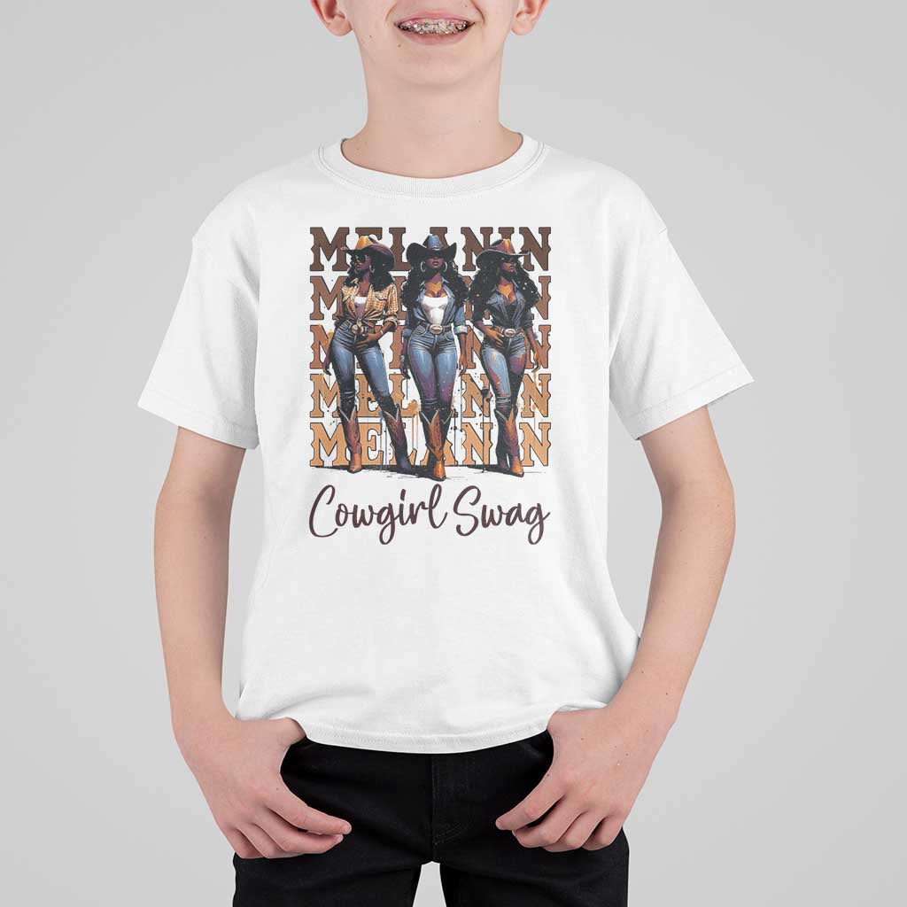 Melanin Cowgirl Swag T Shirt For Kid African American Cowgirls Black History Pride