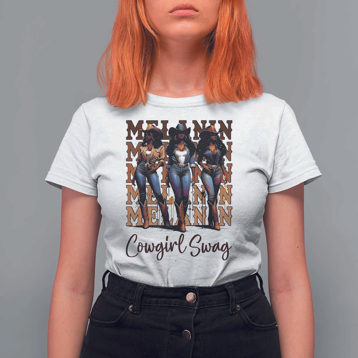 Melanin Cowgirl Swag T Shirt For Women African American Cowgirls Black History Pride