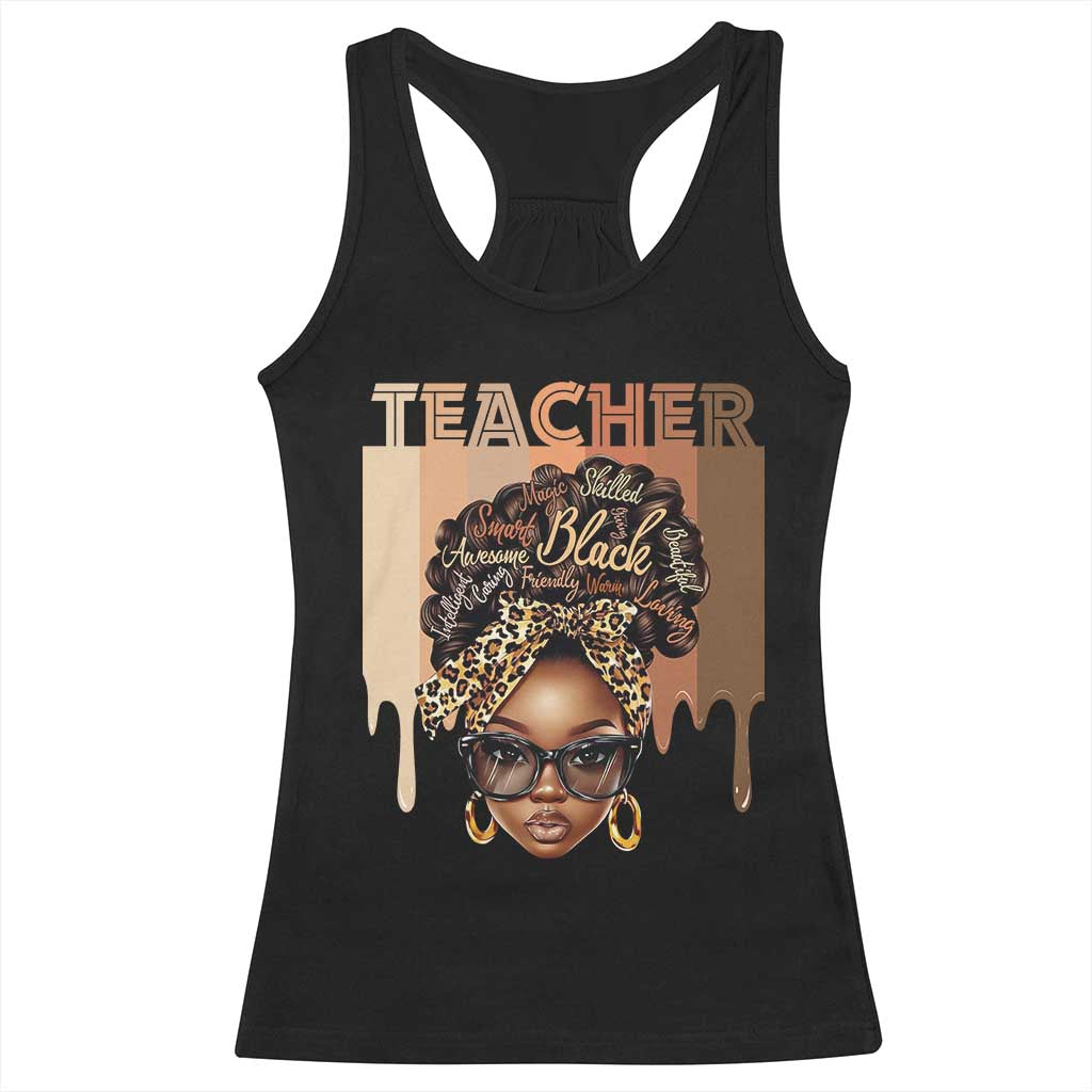 Black Teacher Magic Racerback Tank Top Black History Month Afro Hair Melanin