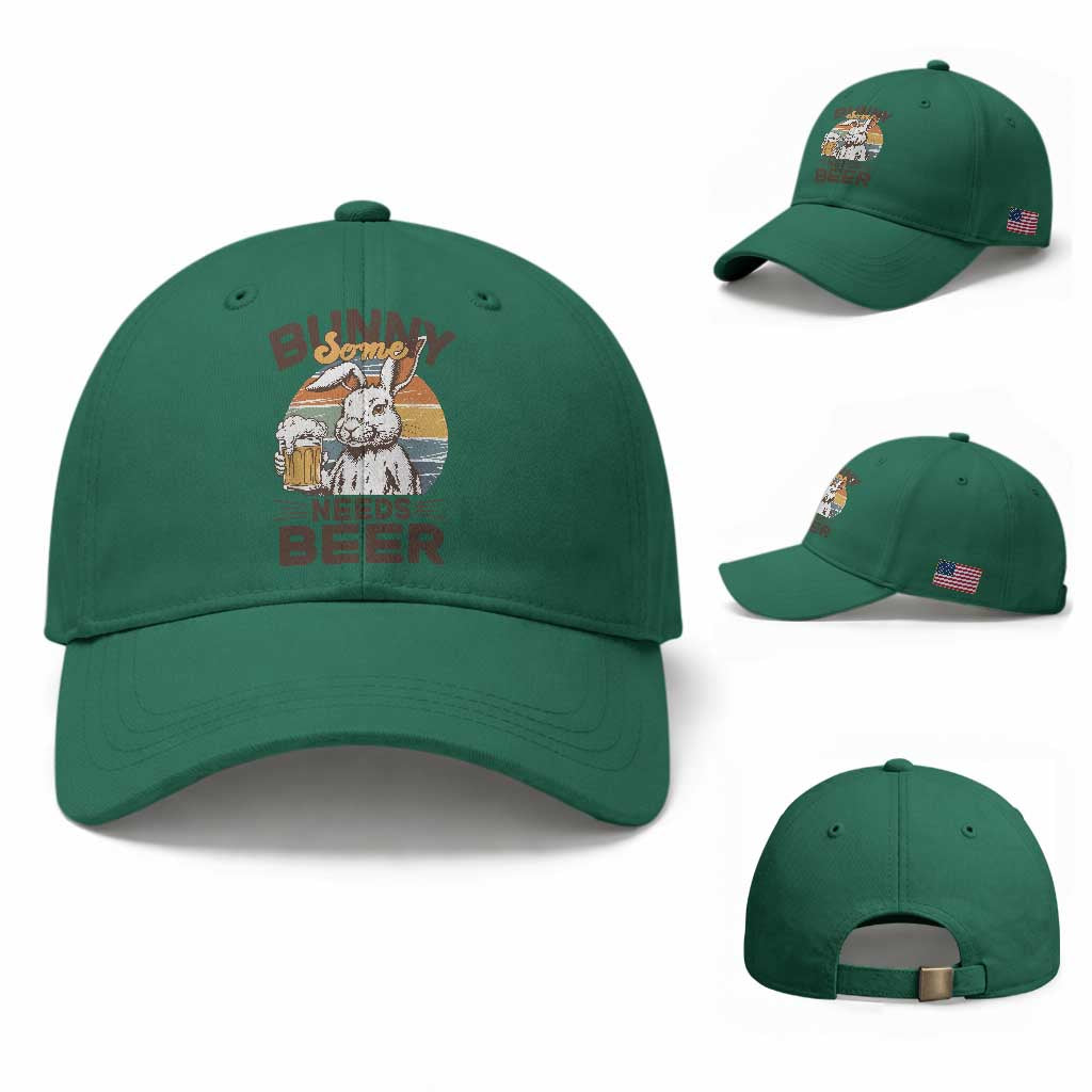 Some Bunny Needs Beer Funny Easter Drinking Humor Baseball Cap Retro Rabbit Beer Lover Gift