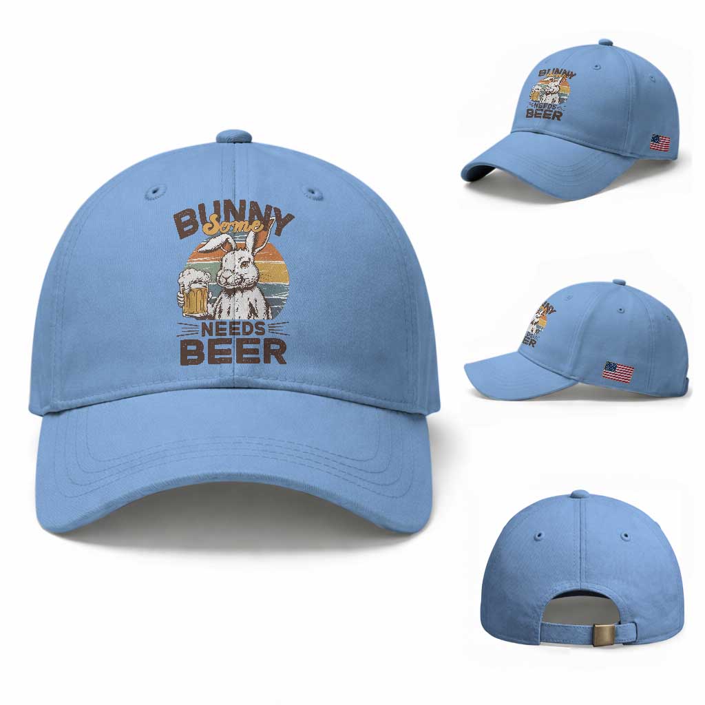 Some Bunny Needs Beer Funny Easter Drinking Humor Baseball Cap Retro Rabbit Beer Lover Gift