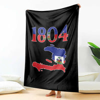 1804 Haiti Map and Flag Throw Blanket Haitian Heritage Pride Graphic