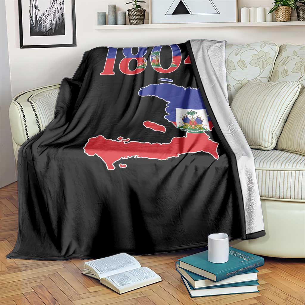 1804 Haiti Map and Flag Throw Blanket Haitian Heritage Pride Graphic
