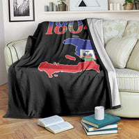 1804 Haiti Map and Flag Throw Blanket Haitian Heritage Pride Graphic
