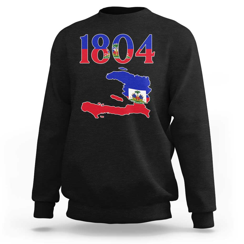 1804 Haiti Map and Flag Sweatshirt Haitian Heritage Pride Graphic