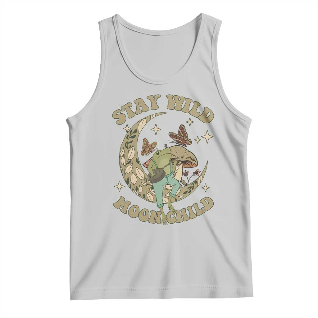 Cottagecore Aesthetic Frog Tank Top Stay Wild Moon Child Playing Banjo On Mushroom With Butterflies