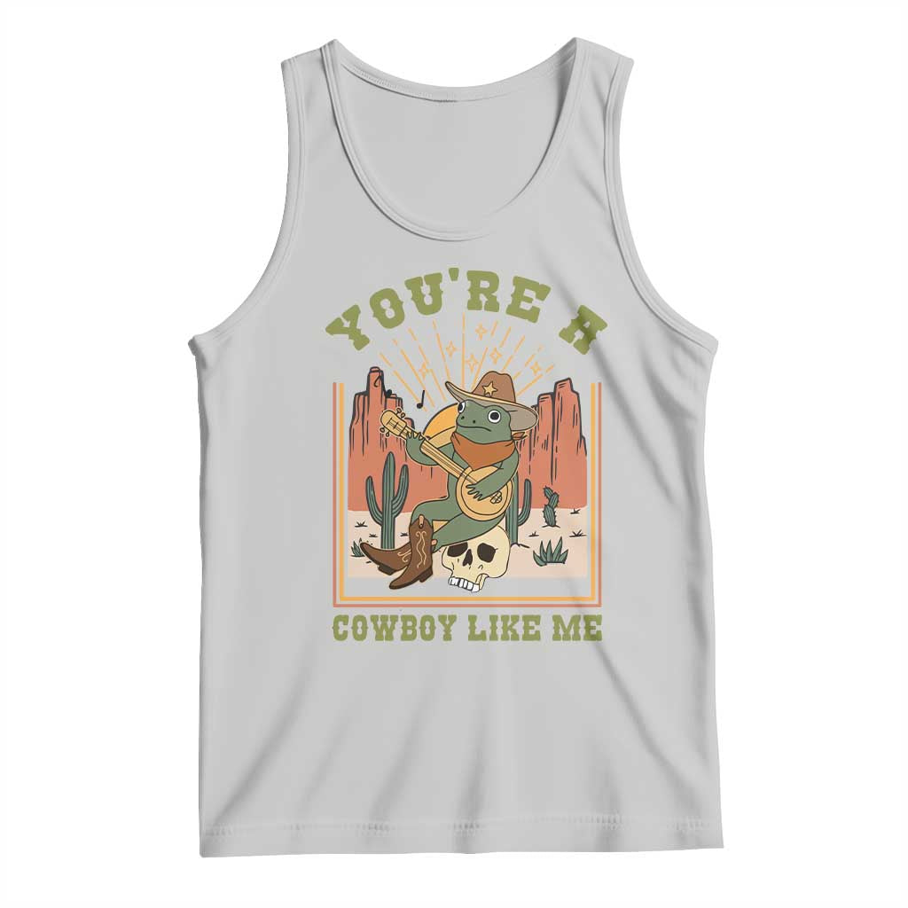 Cottagecore Aesthetic Frog Tank Top You're A Cowboy Like Me Playing Banjo Western Style