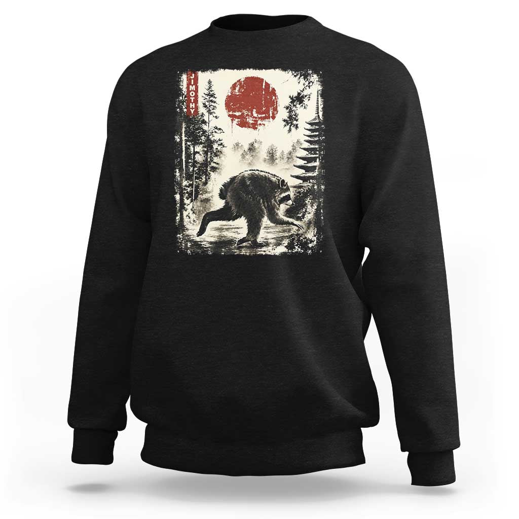 Jimothy the Raccoon Japanese Ukiyo-e Style Vintage Graphic Sweatshirt Viral Seattle Trash Panda Feral Legend Supporter