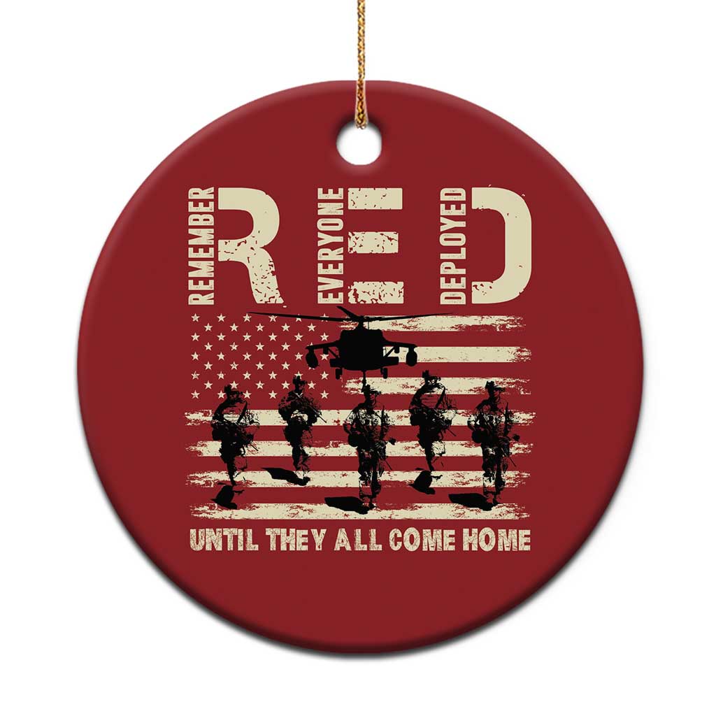 Red Friday Christmas Ornament R.E.D Until They All Come Home Support American Troops US Flag - Wonder Print Shop