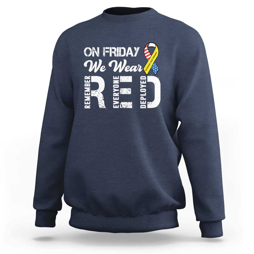 Crewneck sweatshirt, navy blue, long sleeves with front graphic ribbon and text