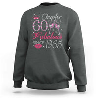 Women's 60th birthday sweatshirt, dark heather gray crewneck with glitter graphic print