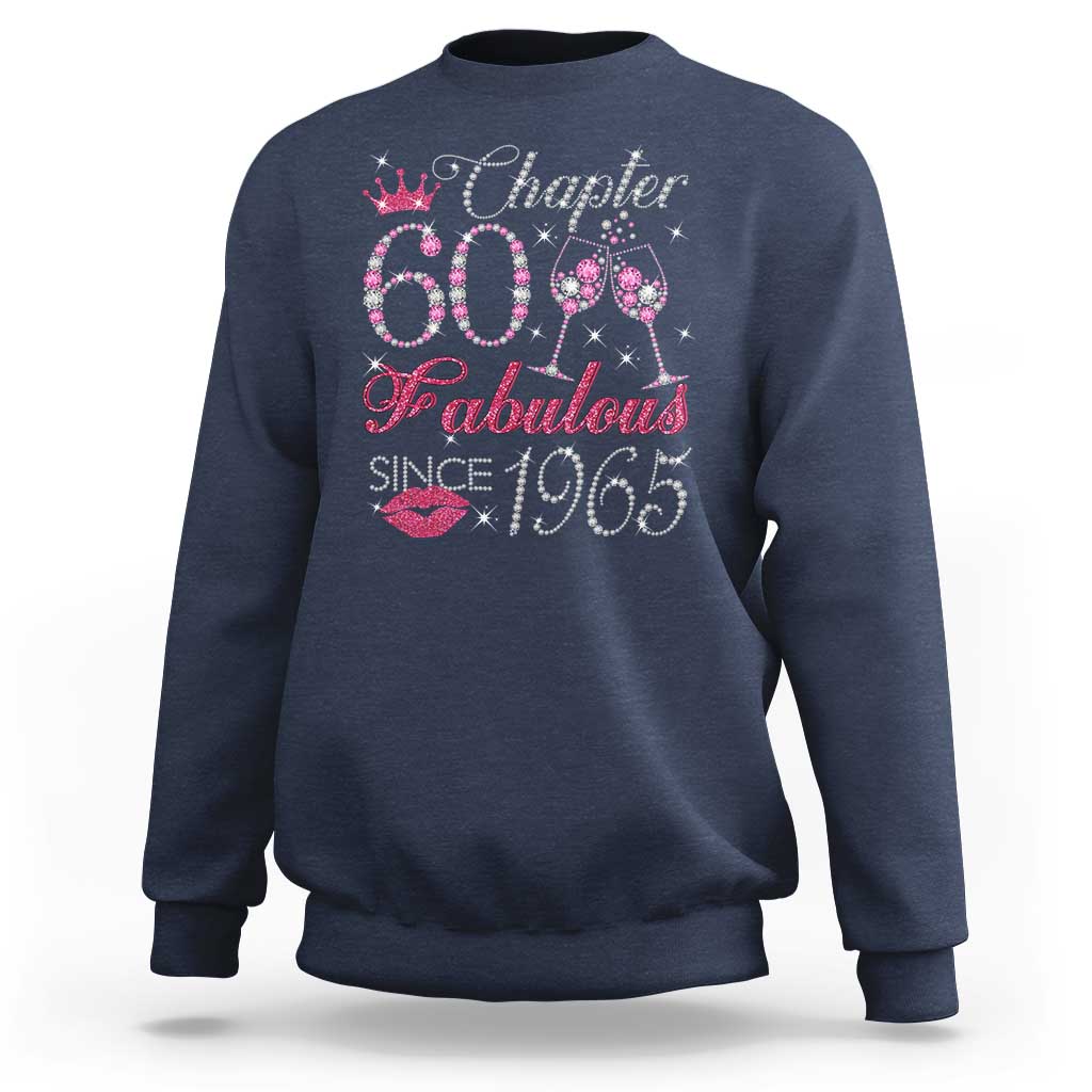 Women's 60th birthday sweatshirt, navy crewneck with glitter graphic print
