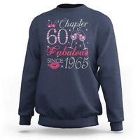 Women's 60th birthday sweatshirt, navy crewneck with glitter graphic print