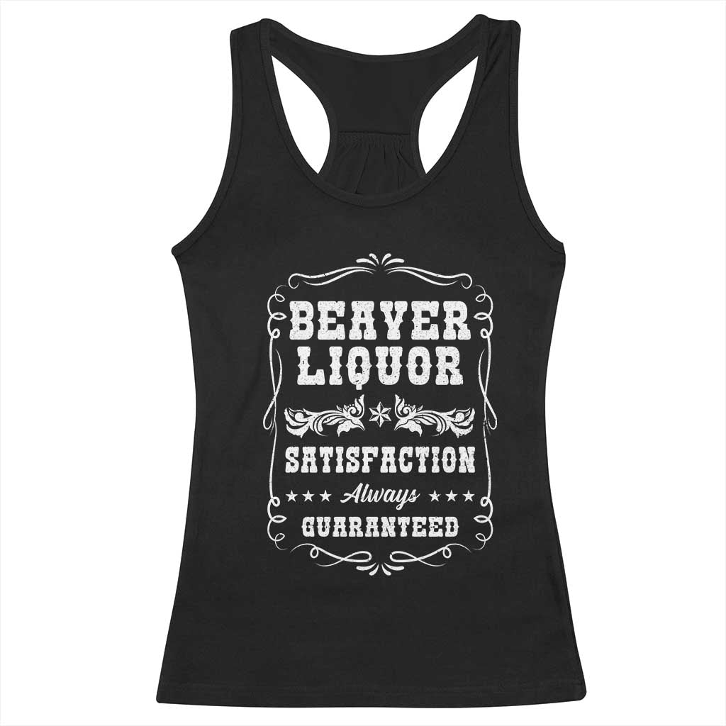 Funny Beaver Liquor Racerback Tank Top Adult Drinking Humor Pun Vintage