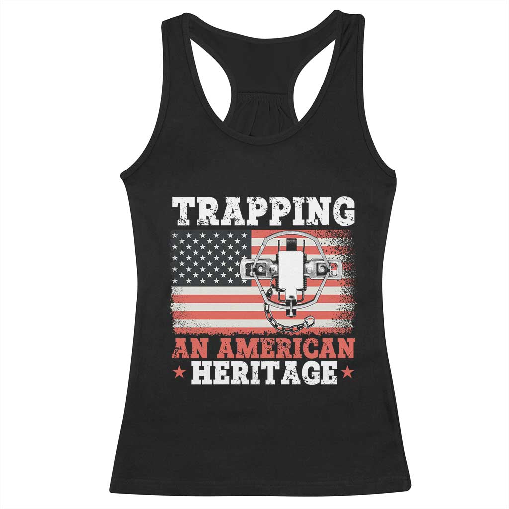 Trapping American Heritage Racerback Tank Top Patriotic Trap Hunting Trapper