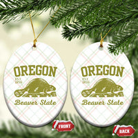 Beaver State Oregon Ceramic Ornament Est 1859 Vintage Flag - Wonder Print Shop