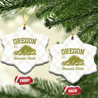 Beaver State Oregon Ceramic Ornament Est 1859 Vintage Flag - Wonder Print Shop